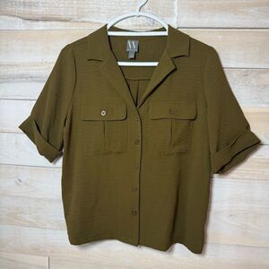 Worthington Olive Green Utility Blouse Women’s Size Small